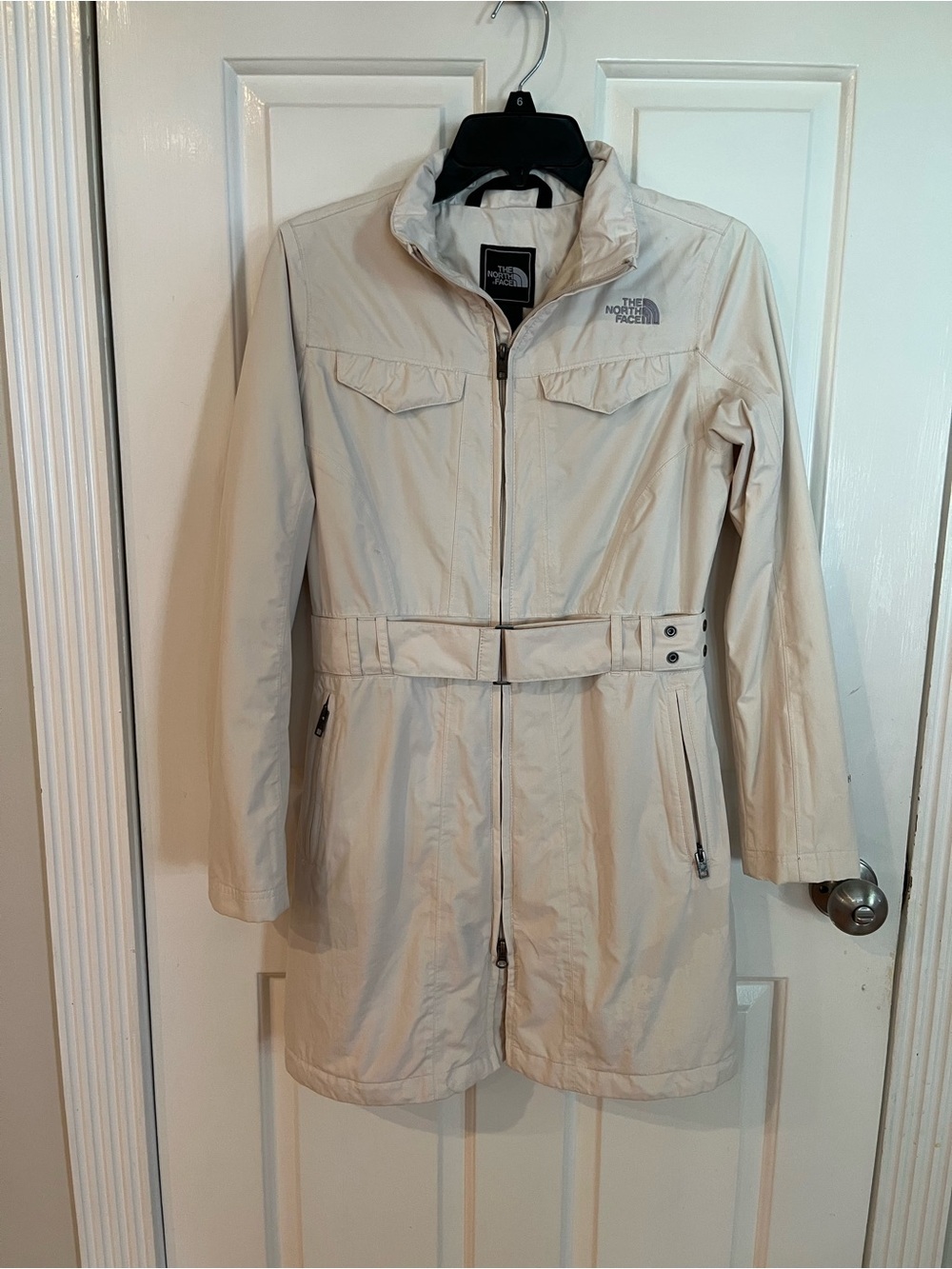 The North Face Women's Cream Trench Coat with Belt